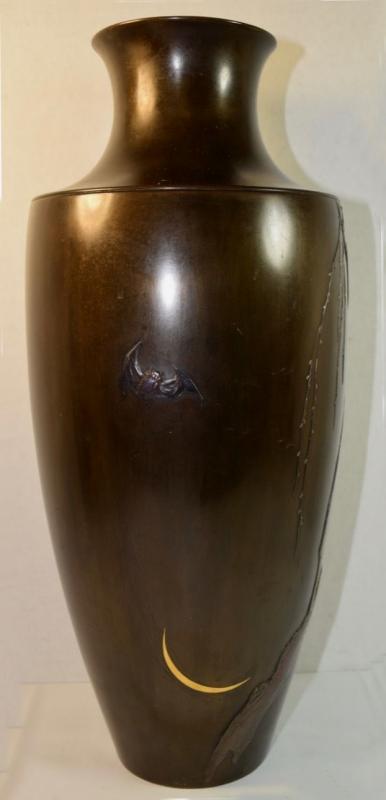 Antique Signed Japanese Meiji Bronze Vase