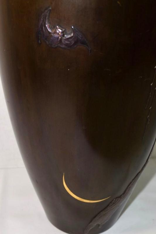 Antique Signed Japanese Meiji Bronze Vase