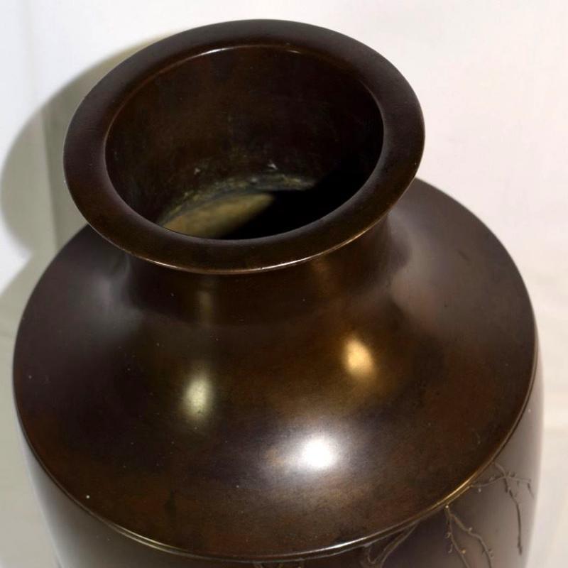 Antique Signed Japanese Meiji Bronze Vase