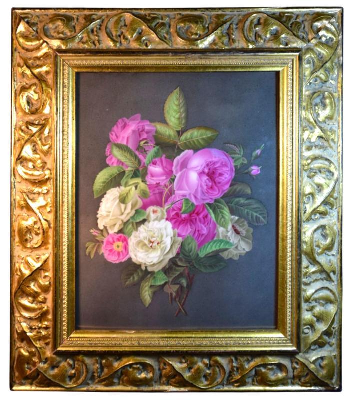 Antique KPM Porcelain Plaque Depicting Peony Flowers