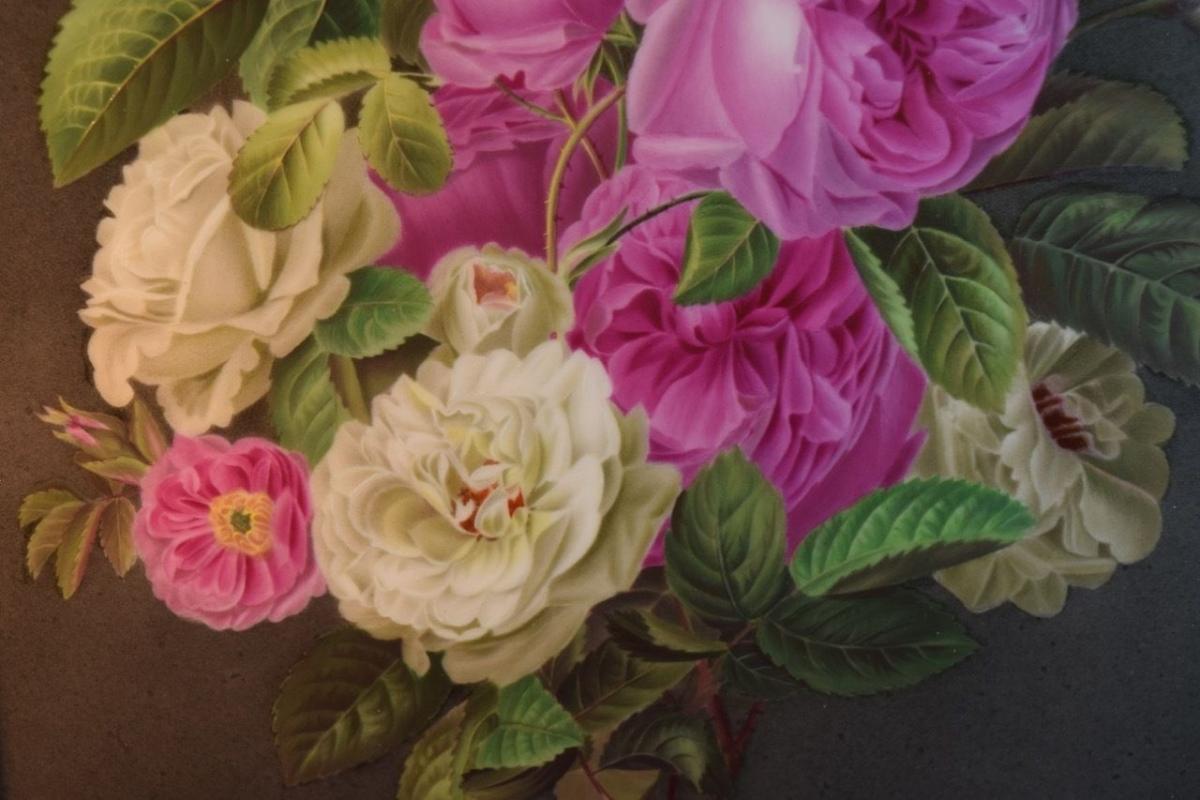 Antique KPM Porcelain Plaque Depicting Peony Flowers