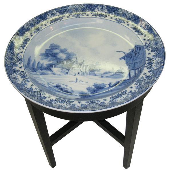 Antique Boch Freres Delft Style Blue & White Charger