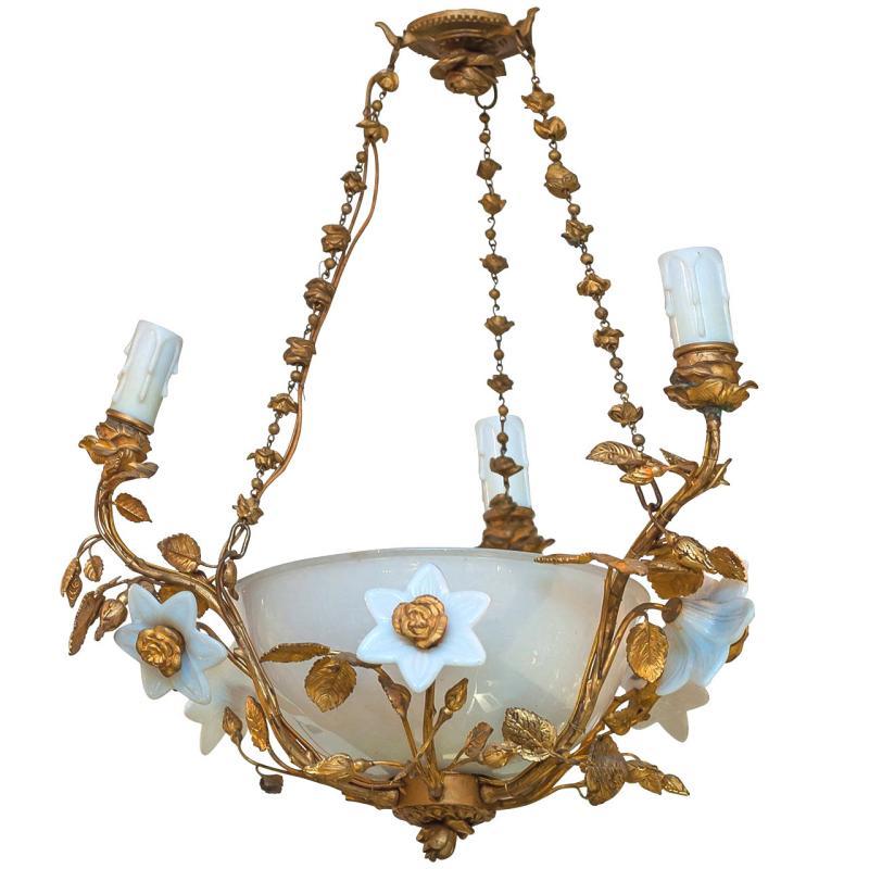 Petite Louis XV Style Gilt Bronze and Glass Chandelier