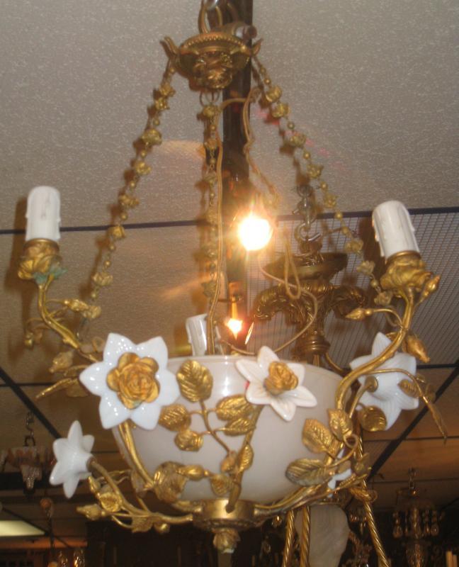 Petite Louis XV Style Gilt Bronze and Glass Chandelier