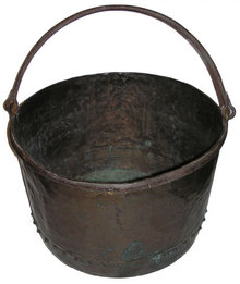 Large Antique English Copper Cauldron Kettle