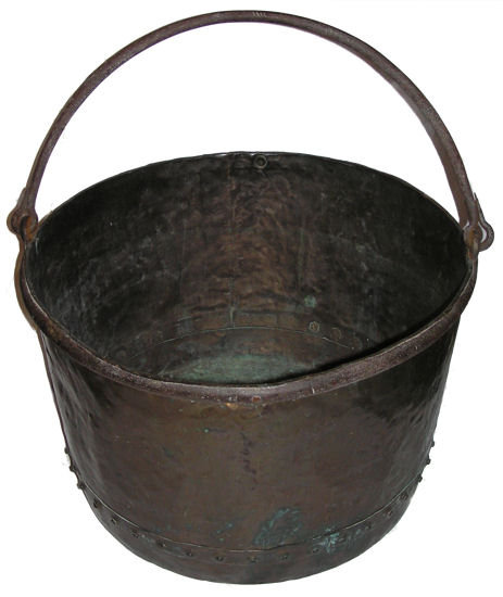 Large Antique English Copper Cauldron Kettle
