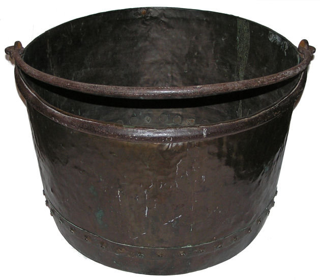 Large Antique English Copper Cauldron Kettle