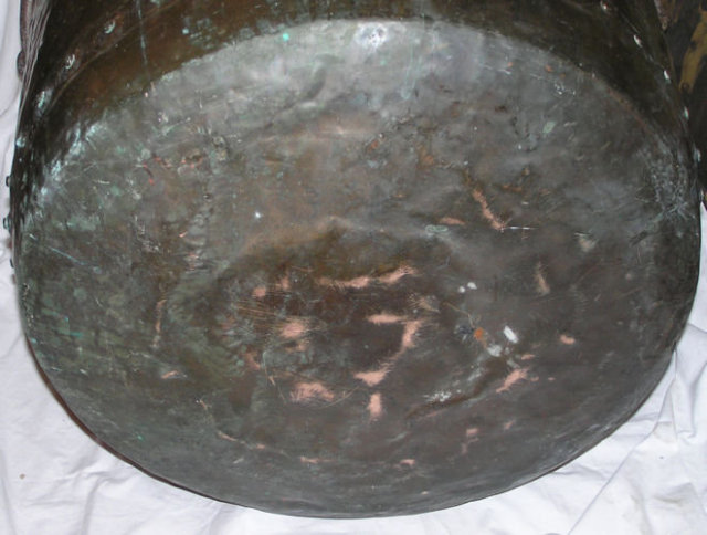 Large Antique English Copper Cauldron Kettle