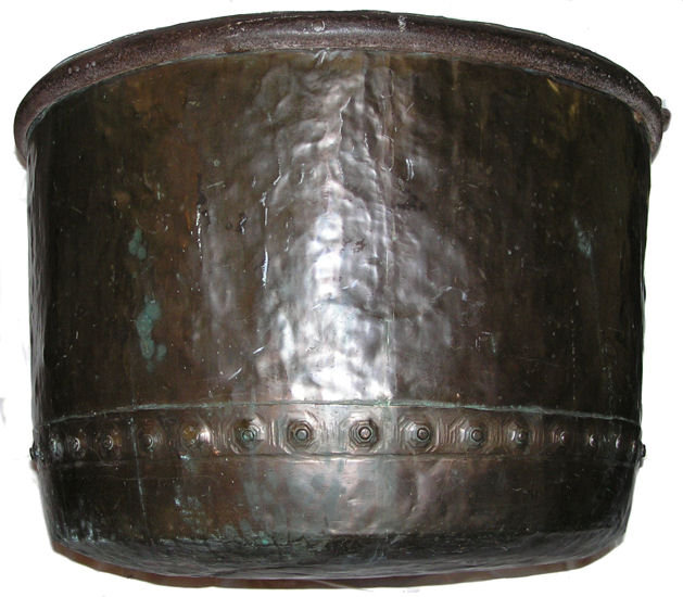 Large Antique English Copper Cauldron Kettle