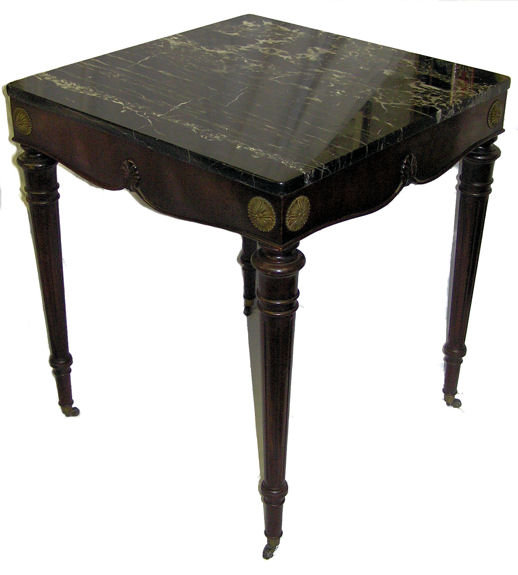 Vintage Marble Mahogany Classical Side Table