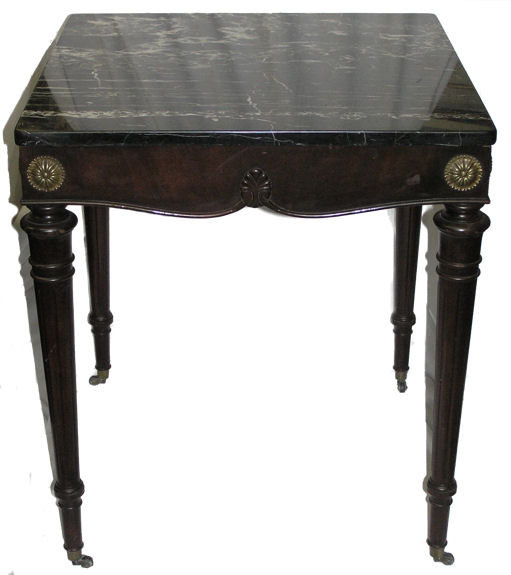 Vintage Marble Mahogany Classical Side Table