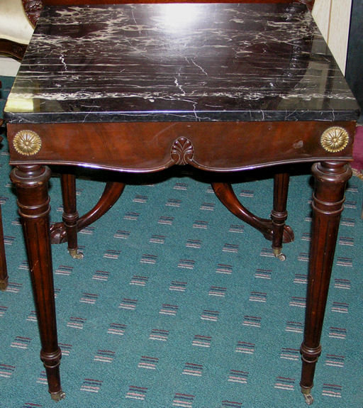 Vintage Marble Mahogany Classical Side Table