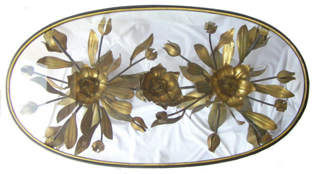 Vintage Tole Metal Glass Coffee Table