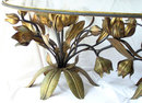 Vintage Tole Metal Glass Coffee Table