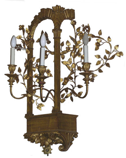 Neoclassical Giltwood & Metal Wall Sconce
