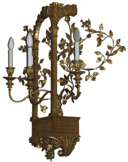 Neoclassical Giltwood & Metal Wall Sconce