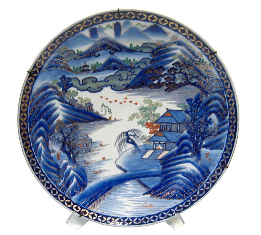 Antique Edo Period Imari Arita Japanese Porcelain Charger