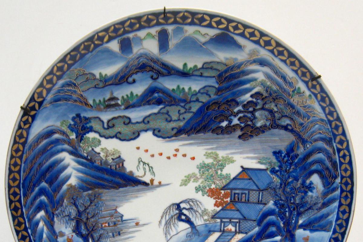 Antique Edo Period Imari Arita Japanese Porcelain Charger