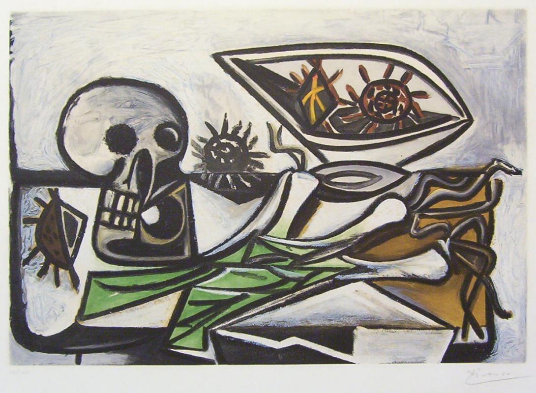 Nature Morte, Crane, Oursins et Oignon Aquatint After Picasso