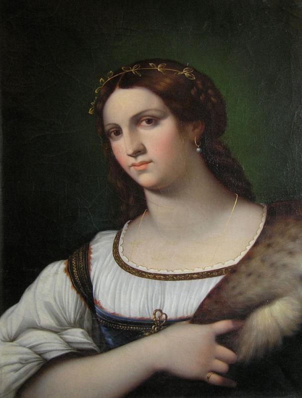 Italian Master Luigi del Buono Female Portrait Oil Painting After Sebastiano del Piombo