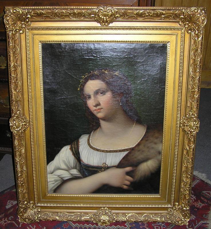 Italian Master Luigi del Buono Female Portrait Oil Painting After Sebastiano del Piombo