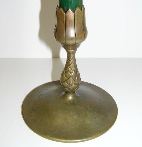 Tiffany Bronze & Glass Flower Bud Vase