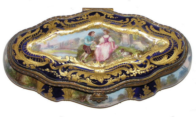 French Sevres Style Porcelain Dresser Box