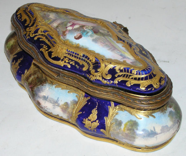 French Sevres Style Porcelain Dresser Box