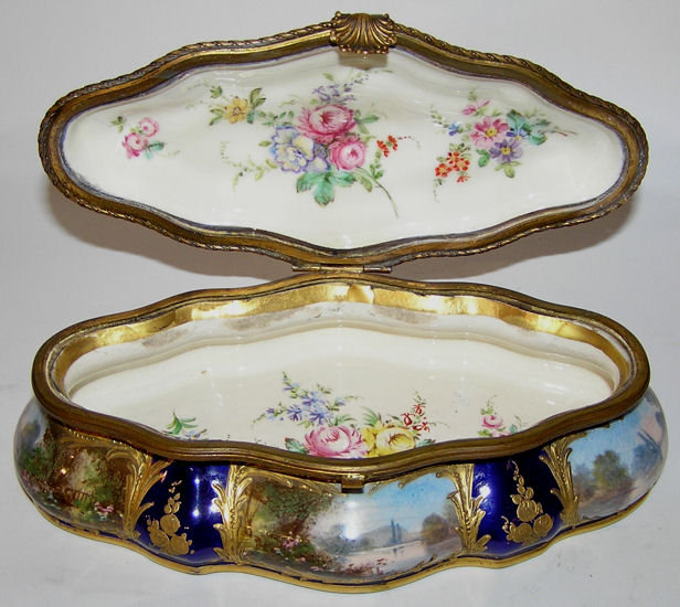 French Sevres Style Porcelain Dresser Box