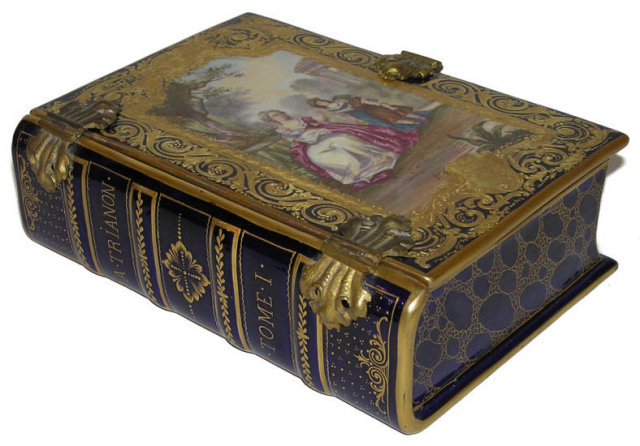 Antique Sevres Style Porcelain Book Form Box