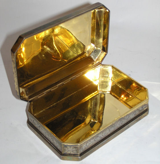 Gilt Enamelled Sterling Silver Dresser Box