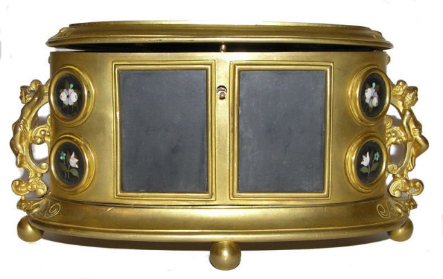 Ormolu Metal Pietra Dura Dresser Box