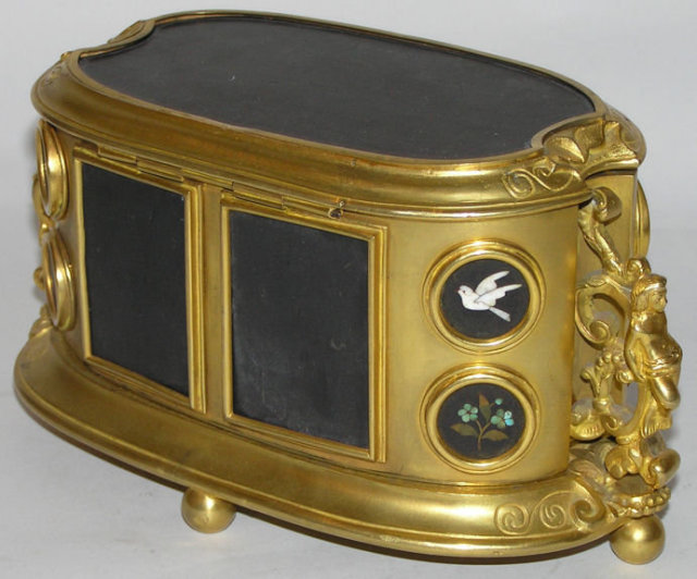 Ormolu Metal Pietra Dura Dresser Box