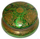 Bohemian Round Green Glass Powder Box