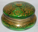 Bohemian Round Green Glass Powder Box