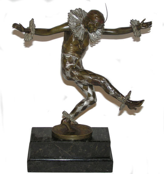 Art Deco TITZE Bronze Harlequin Figurine