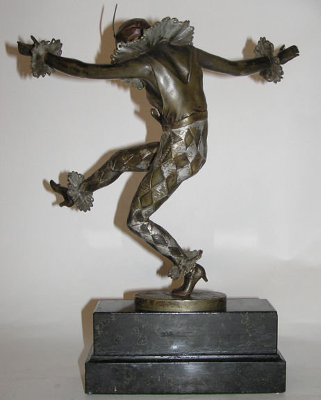 Art Deco TITZE Bronze Harlequin Figurine