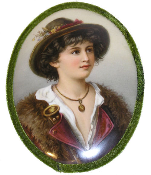 German Boy Portrait Porcelain Plaque