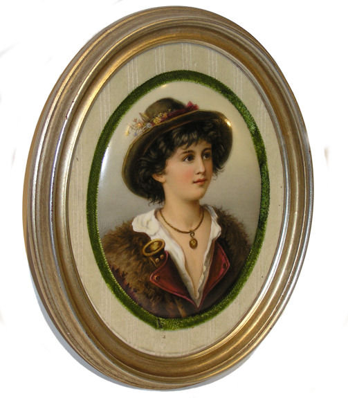 German Boy Portrait Porcelain Plaque