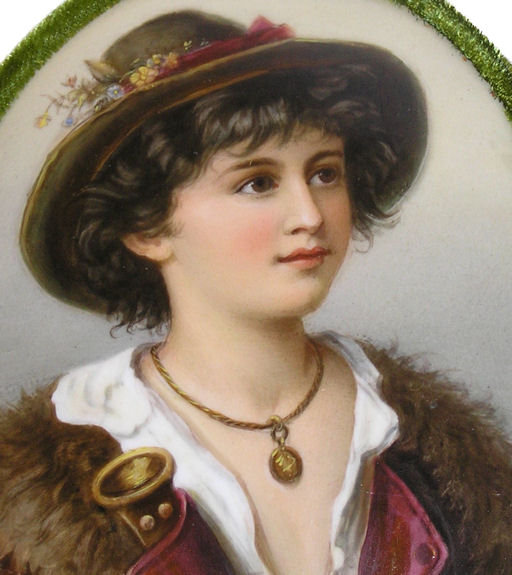 German Boy Portrait Porcelain Plaque
