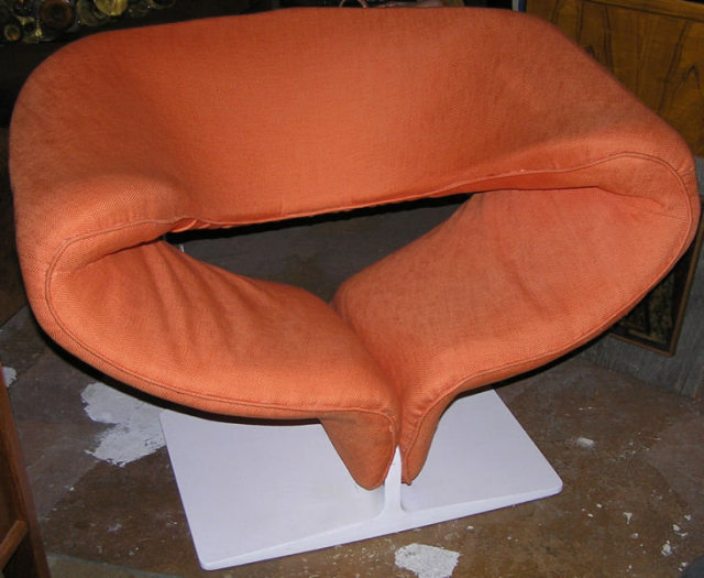 1960s Orange Pierre Paulin Ribbon Chair