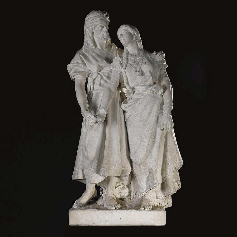 Othello and Desdemona Italian Carrara Marble Statue by Carados