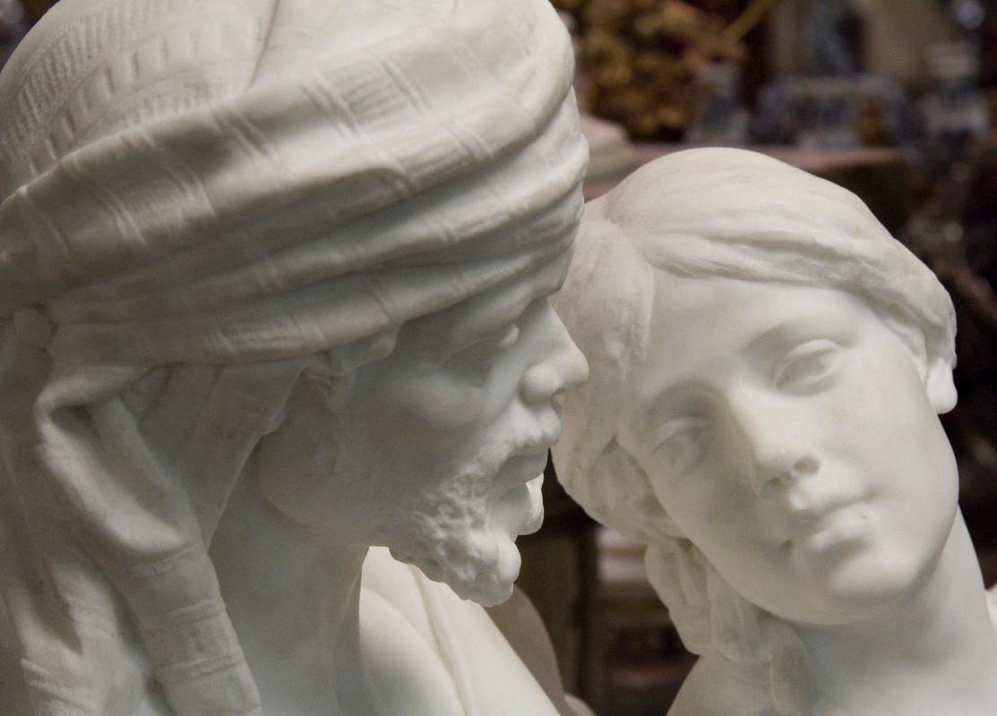 Othello and Desdemona Italian Carrara Marble Statue by Carados
