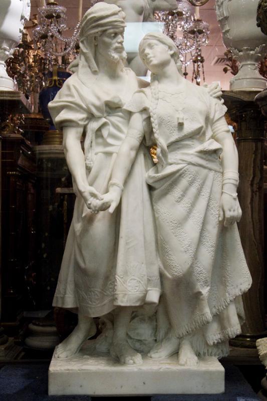 Othello and Desdemona Italian Carrara Marble Statue by Carados