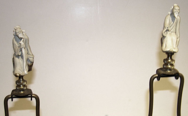 Pair Japanese Foil Decorated Table Lamps