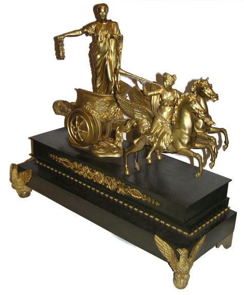 Napoleon as Victorious Roman Emperor on Chariot Bronze Sculpture