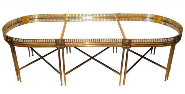 Empire Style Mirrored Plateau Bronze Coffee Table