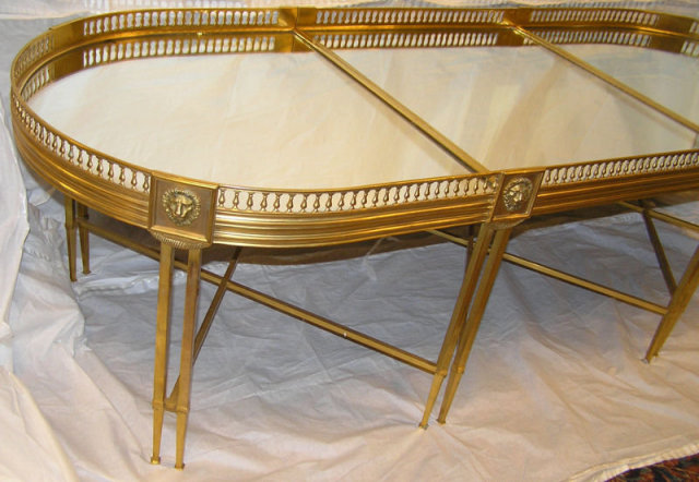 Empire Style Mirrored Plateau Bronze Coffee Table