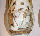 Pair Egyptian Motif Opaline Glass Vases