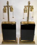 Pair Modern Black Obsidian Table Lamps